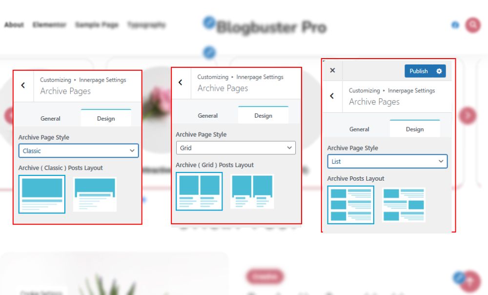 archive page styles in Blogbuster Pro