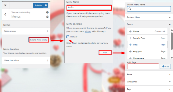 process-to-configure-Menu-panel-from theme customizer