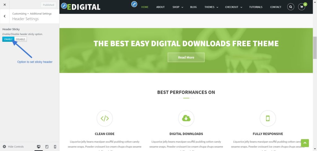 edigital sticky header