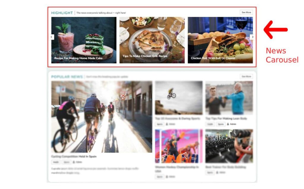 News Carousel in News Express
