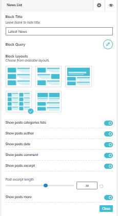 News list Customizer