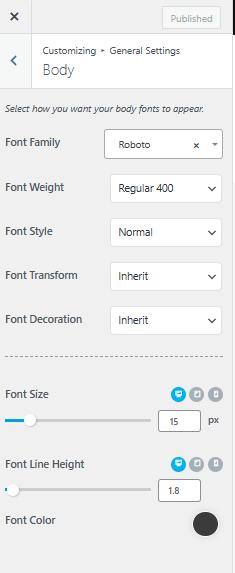 Typography customizer