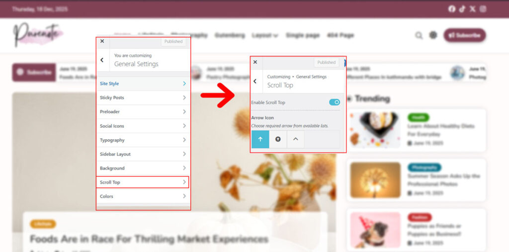 Scroll Top in Purenote