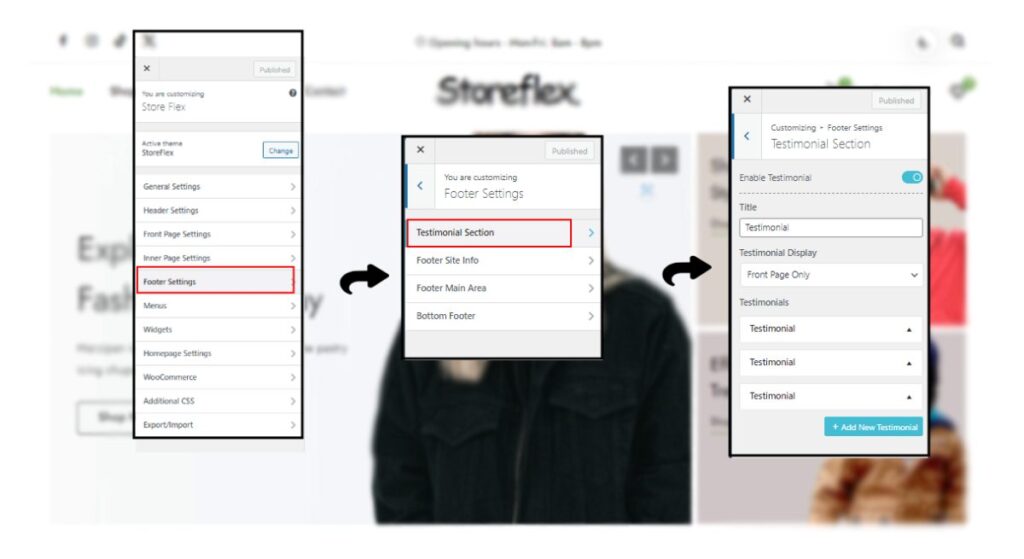 Footer Settings_ StoreFlex_ Testimonial Settings