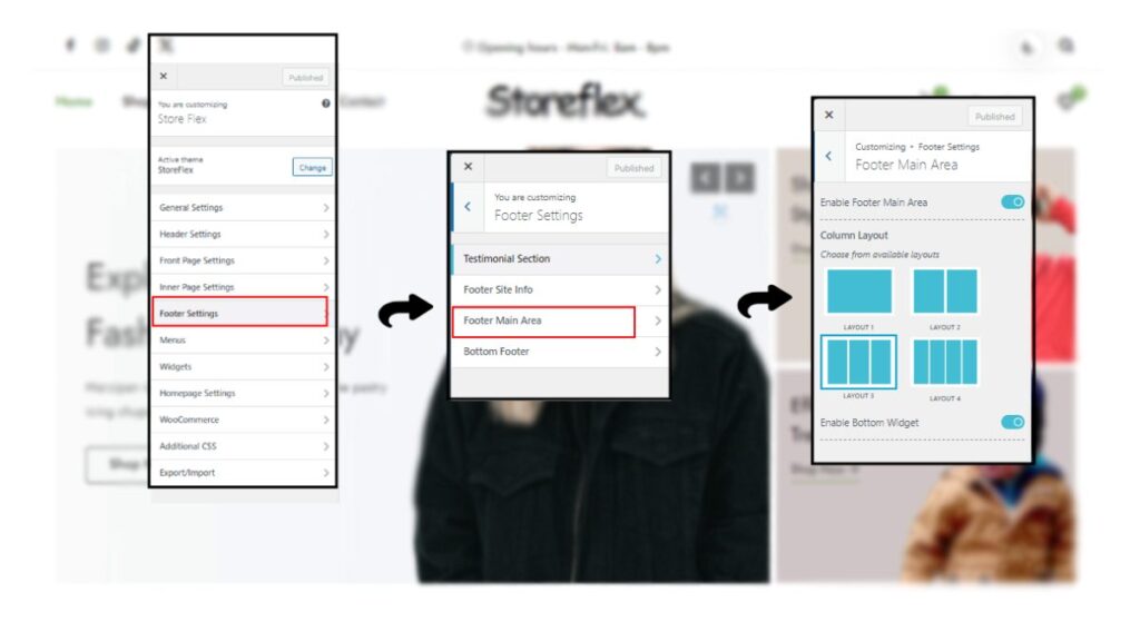 StoreFlex_ Footer main Area Layout