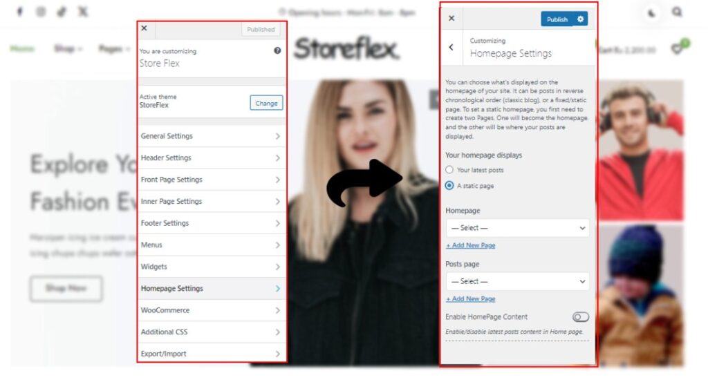 StoreFlex_ HomePage Settings